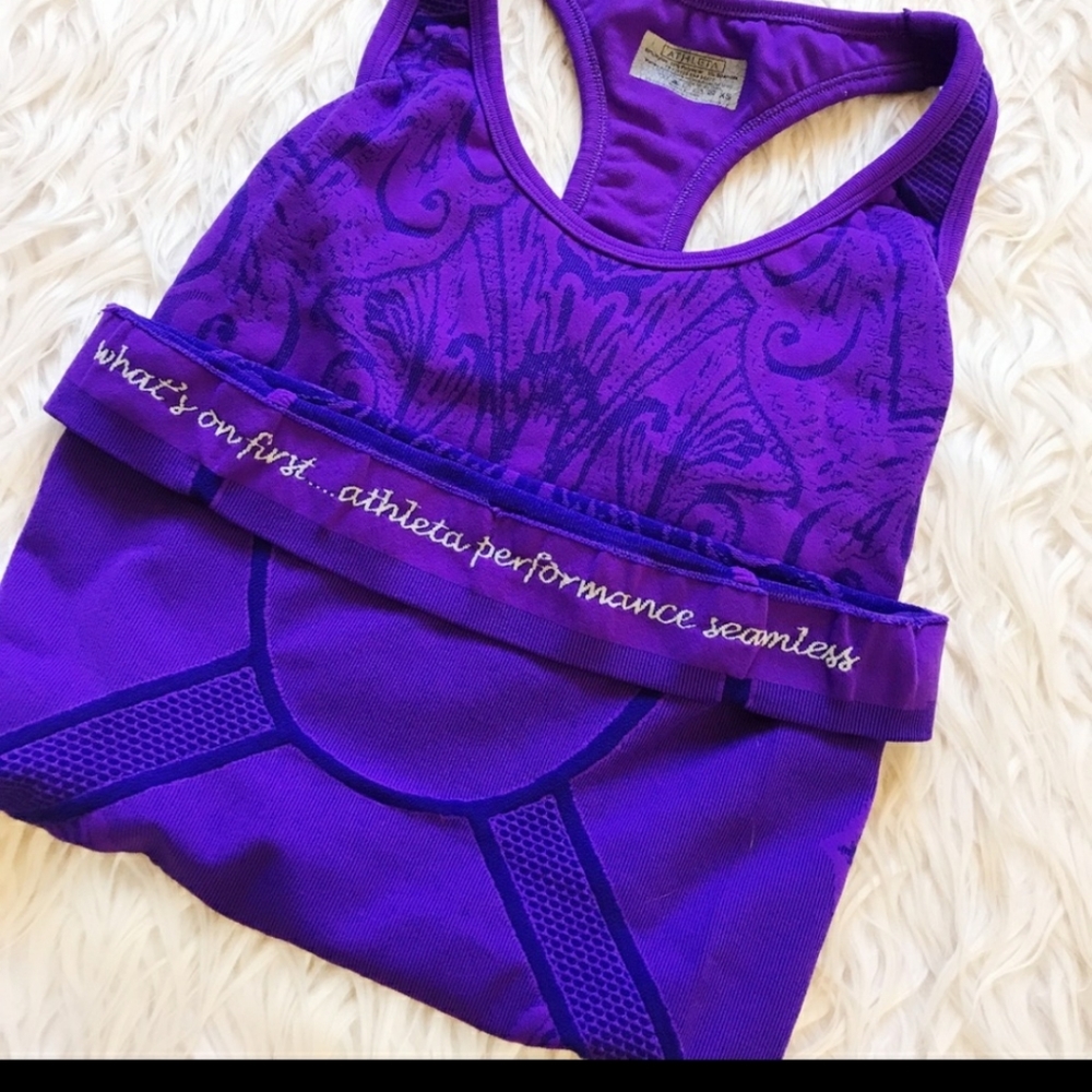 ATHLETA Performance Seamless Purple Racerback Build In Bra Tank - Picture 5 of 9